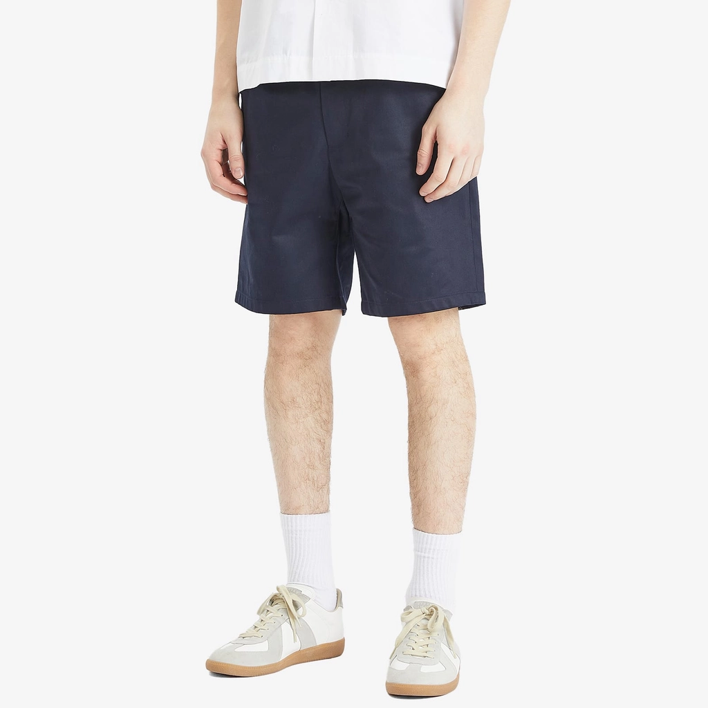 AMI Paris Men's Elasticated Waist Cotton Shorts Navy Blue